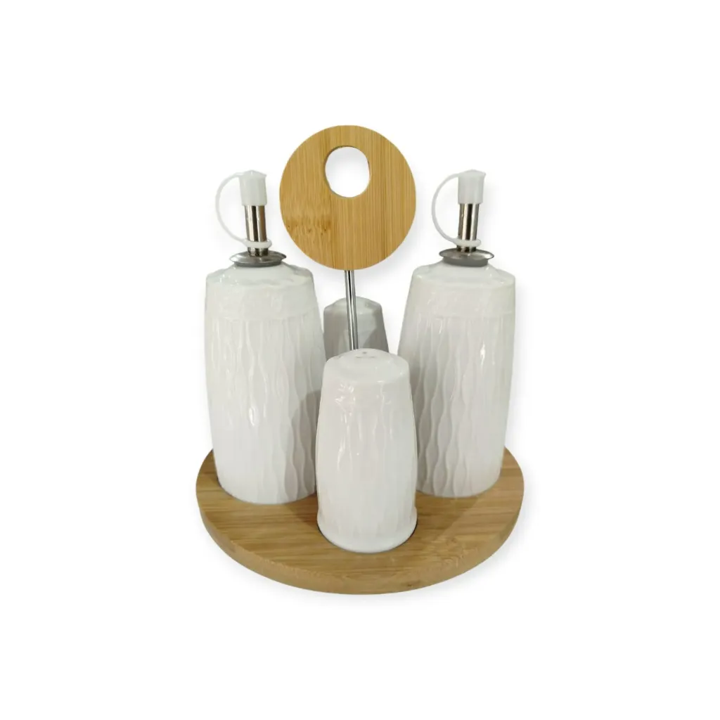 [7201] SET ALCUZA CERAMICA BASE MADERA