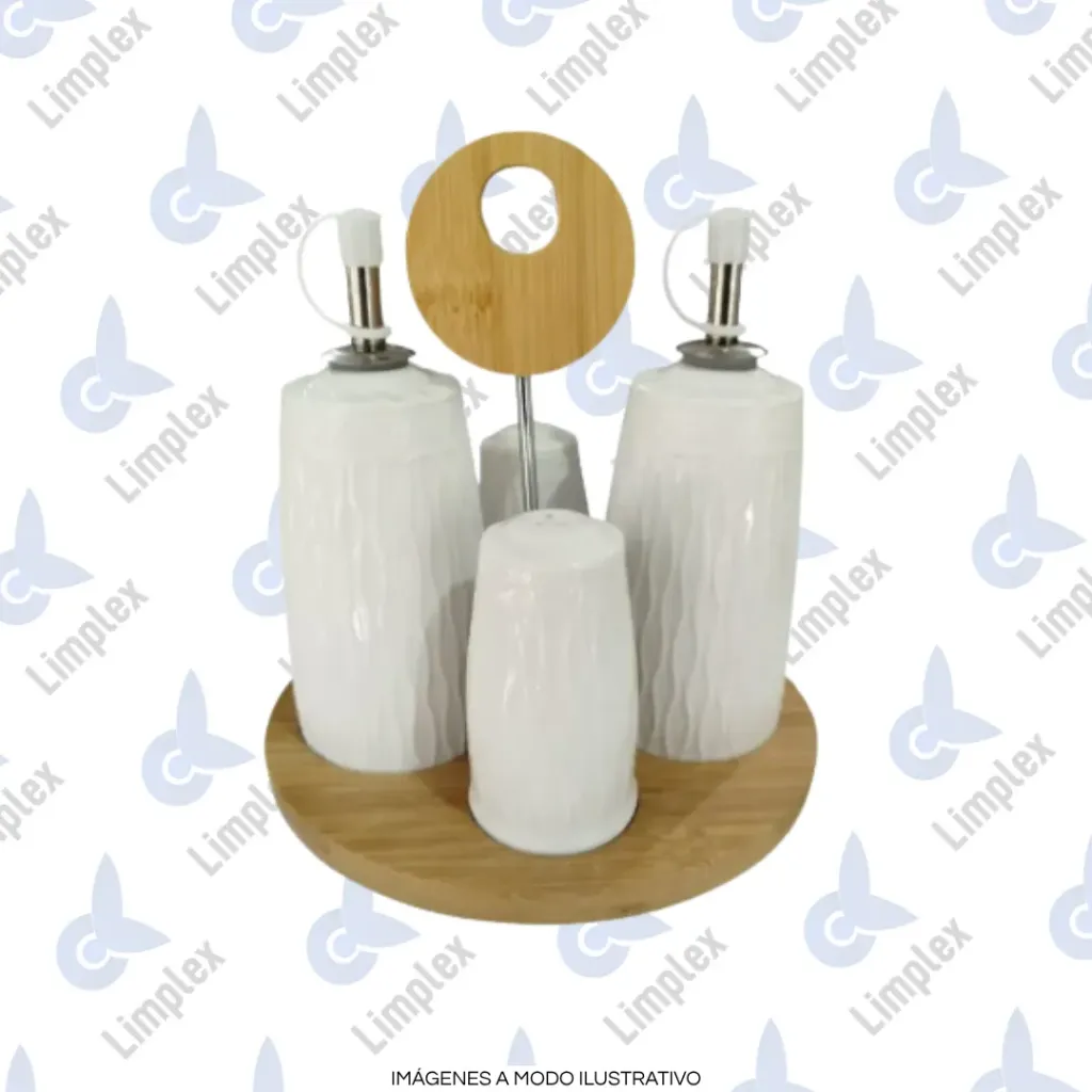 [7201] SET ALCUZA CERAMICA BASE MADERA