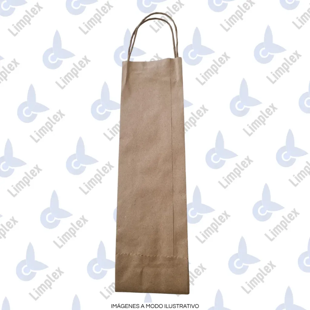 BOLSA KRAFT C/MAN. 1 BOTELLA / VINO ECONOMICA
