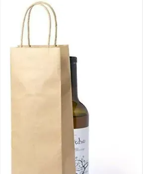 BOLSA KRAFT C/MAN. 1 BOTELLA / VINO ECONOMICA