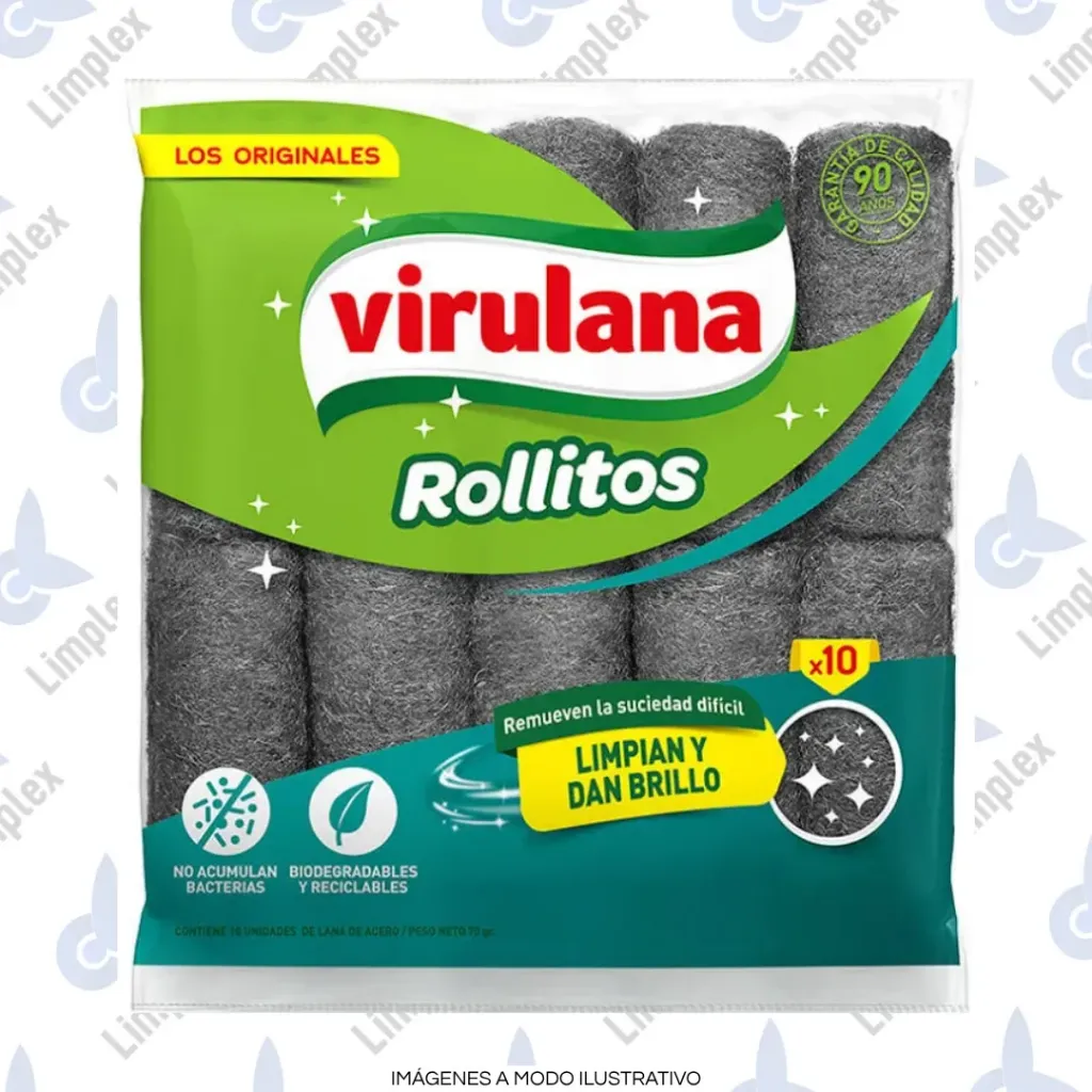 ESPONJA VIRULANA ROLLITO DE ACERO X 10 UN