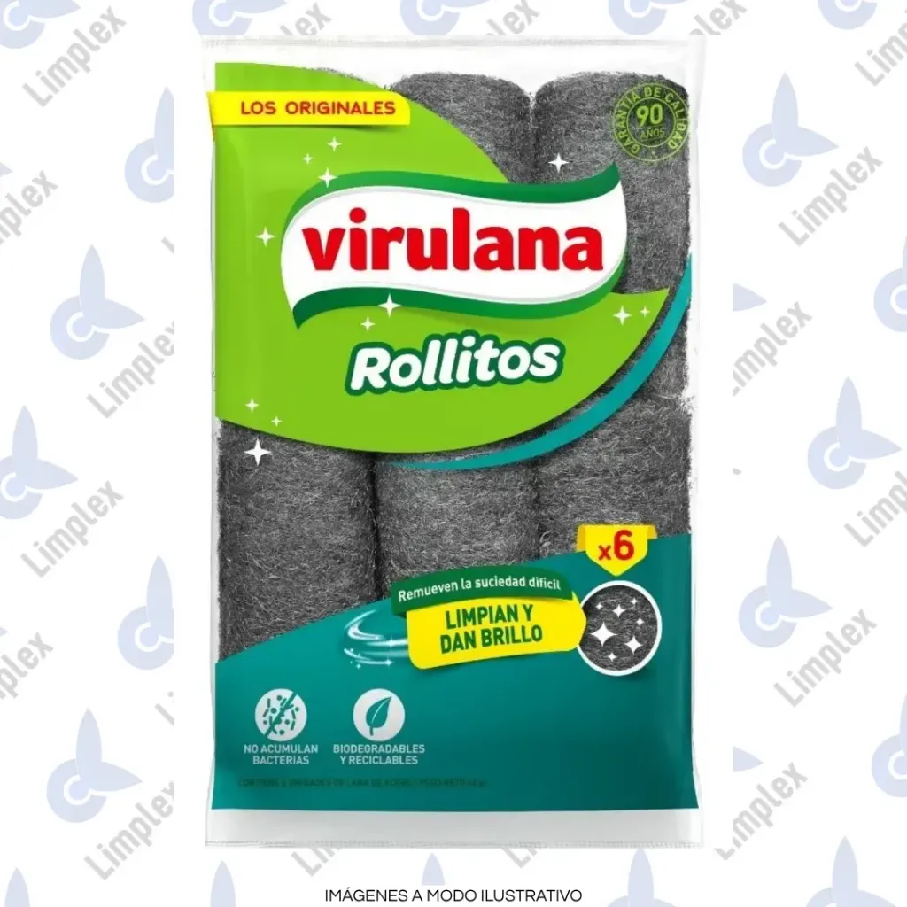 ESPONJA VIRULANA ROLLITO DE ACERO X 6 UN